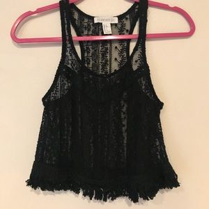 Black sheer crop top